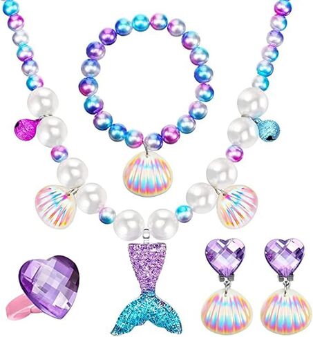 زي حورية البحر الصغيرة من ZALOORIY للفتيات، فستان الأميرة أرييل التنكري مع الملحقات in Kuwait