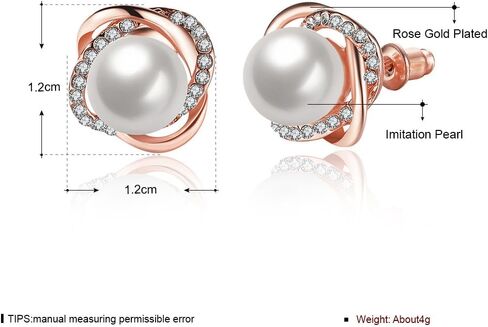 Silver Rose Gold Pearl Knotted Stud Earrings in Saudi Arabia