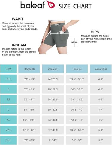 BALEAF Biker Shorts Women Yoga Gym Workout Spandex Running Volleyball Tummy Control Compression Shorts with Pockets Lycra 5" Gray S in Saudi Arabia