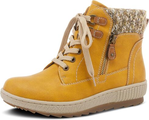 Spring Step Relife Karlene Waterproof Ankle Boots for Women | Shoes for Women with Sweater Top, Decorative Zipper and Cozy Sherpa Lining in Saudi Arabia