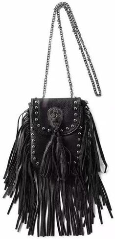 FONETTOS Y2K Punk Fringe Bag Novelty Tassel Gothic Western Crossbody Purse Women Sourpuss Shoulder Rockstar Halloween in Saudi Arabia