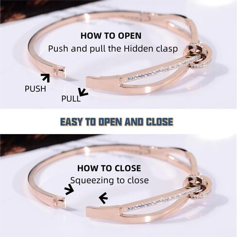 Rose Gold Bow Bangle Bracelet for Women Personalized Cubic Zirconia Stainless Steel Bracelets Oval Butterfly Bangles Bracelets Gifts for Love in Saudi Arabia