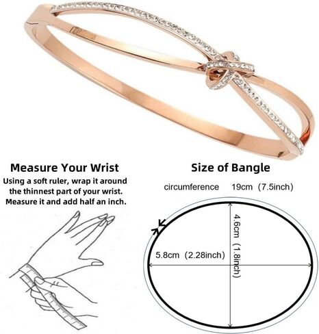 Rose Gold Bow Bangle Bracelet for Women Personalized Cubic Zirconia Stainless Steel Bracelets Oval Butterfly Bangles Bracelets Gifts for Love in Saudi Arabia