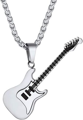 Suplight 316L Stainless Steel Guitar Picks/Bass Music Note Necklace for Men Women, Music Lover Pendant Rock Punk Jewelry, Custom Free Engraving in Kuwait
