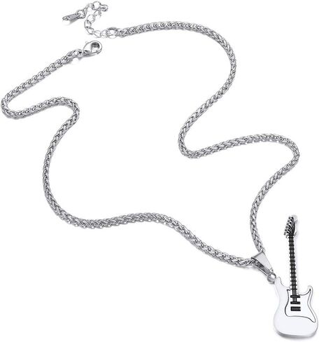 Suplight 316L Stainless Steel Guitar Picks/Bass Music Note Necklace for Men Women, Music Lover Pendant Rock Punk Jewelry, Custom Free Engraving in Kuwait