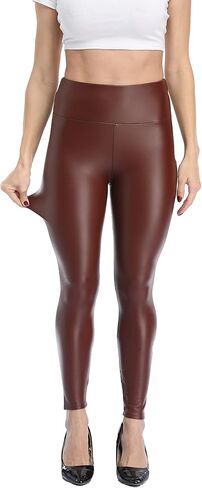 طماق جلدية نسائية عالية الخصر بسط السراويل فو Pleather يغطي الرجل مريح مثير الجوارب المرنة in Kuwait