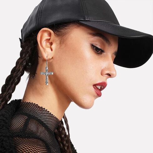 2 Pairs Dainty Jesus Christ Crucifix Cross Earrings Gothic Skull Anchor Sailor Drop Dangle Earrings Jewelry For Women Girls in Saudi Arabia