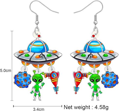 Acrylic Novelty Astronomy Rocket Earrings Spacecraft Dangle Drop Gifts for Women Girls Kids Space Lover Funny UFO Aliens Jewelry in Kuwait