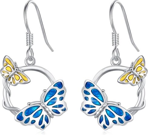 ConBo Butterfly Earrings for Women 925 Sterling Silver Blue Butterfly Earrings Dangle Animal Hypoallergenic Jewelry Gifts for Girls Mom Birthday Christmas in Kuwait