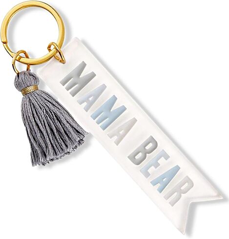 Trendy Mama Bear Acrylic Keychain Accessory with Tassel, Birthday and New Mom Gifts for Women Key Ring Accessories, 7 Inches in Saudi Arabia