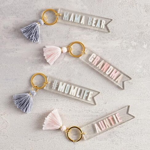 Trendy Mama Bear Acrylic Keychain Accessory with Tassel, Birthday and New Mom Gifts for Women Key Ring Accessories, 7 Inches in Saudi Arabia