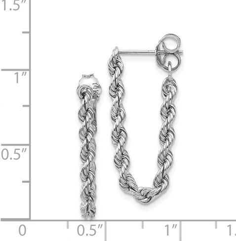 Solid 14K White Gold Rope Chain Dangle Post Earring in Saudi Arabia