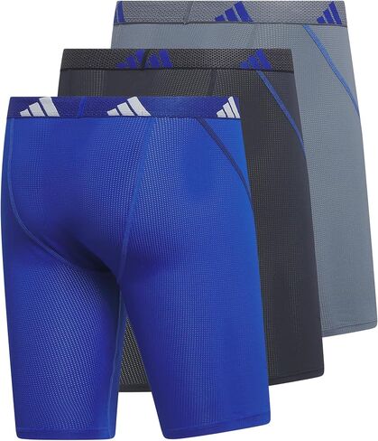 ملابس داخلية قصيرة طويلة شبكية للرجال من adidas (عبوة من 3 قطع) للرياضة النشطة والراحة طوال اليوم، نسيج ناعم مسامي، أزرق ملكي للفريق/أزرق حبر أسطوري/رمادي أونيكس، مقاس صغير in Saudi Arabia