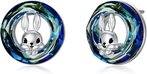 Bunny Snake Hummingbird Stud Earrings for Women 925 Sterling Silver Crystal Moonstone Turquoise Opal Earrings Easter Bunny Jewelry Gifts for Bunny Lovers in Saudi Arabia
