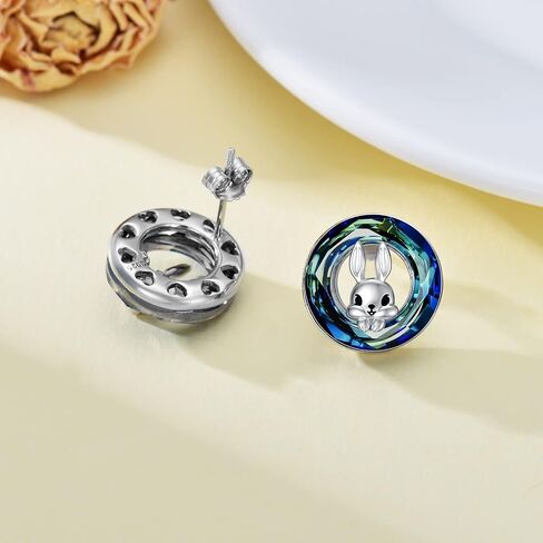 Bunny Snake Hummingbird Stud Earrings for Women 925 Sterling Silver Crystal Moonstone Turquoise Opal Earrings Easter Bunny Jewelry Gifts for Bunny Lovers in Saudi Arabia
