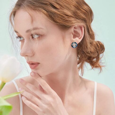 Bunny Snake Hummingbird Stud Earrings for Women 925 Sterling Silver Crystal Moonstone Turquoise Opal Earrings Easter Bunny Jewelry Gifts for Bunny Lovers in Saudi Arabia