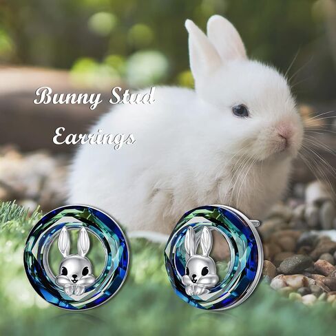 Bunny Snake Hummingbird Stud Earrings for Women 925 Sterling Silver Crystal Moonstone Turquoise Opal Earrings Easter Bunny Jewelry Gifts for Bunny Lovers in Saudi Arabia