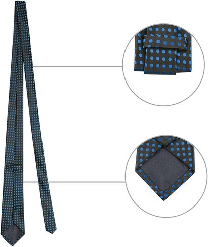 Allegra K Men's Polka Dots Self-tied Tie Handkerchief Clip Cufflinks Wedding Business Necktie Sets in Saudi Arabia