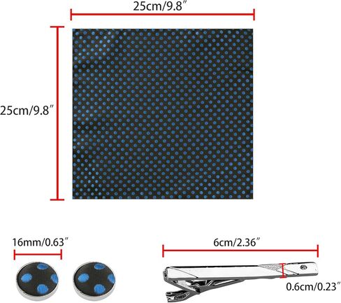 Allegra K Men's Polka Dots Self-tied Tie Handkerchief Clip Cufflinks Wedding Business Necktie Sets in Saudi Arabia