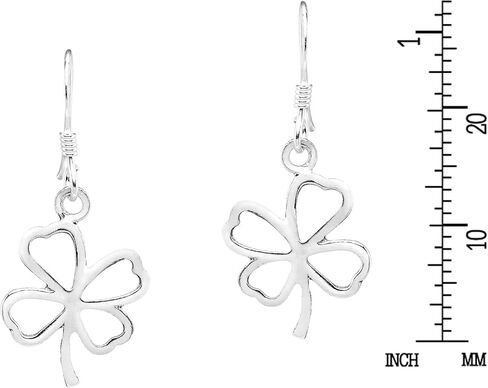 AeraVida Stylish & Lucky Four-Leaf Clover .925 Sterling Silver Dangle Earrings | Four Leaf Clover Earrings | Sterling Silver Dangle Earrings for Women | Fashion Drop Dangle Earrings in Saudi Arabia