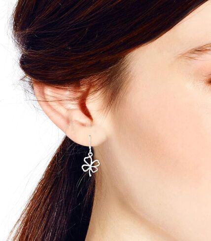 AeraVida Stylish & Lucky Four-Leaf Clover .925 Sterling Silver Dangle Earrings | Four Leaf Clover Earrings | Sterling Silver Dangle Earrings for Women | Fashion Drop Dangle Earrings in Saudi Arabia