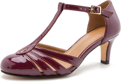 Women's & Men's T-Strap Kitten Heel Pumps Round Toe Retro Patent Mary Jane Dress Shoes Plus Size in Saudi Arabia