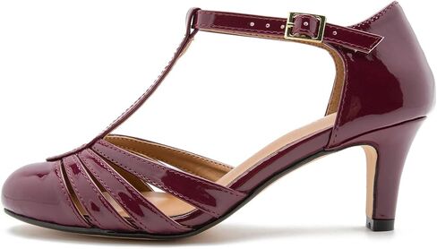 Women's & Men's T-Strap Kitten Heel Pumps Round Toe Retro Patent Mary Jane Dress Shoes Plus Size in Saudi Arabia