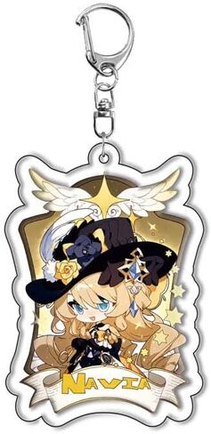 سلسلة مفاتيح بشخصية جينشين امباكت فونتين من بايرز، مجموعة سلاسل مفاتيح من الاكريليك مكونة من 12 قطعة مع دلاية، سلسلة مفاتيح لطيفة للوحة الخلفية in Kuwait