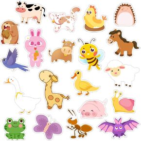 GeeRic 20Pcs Window Stickers Gel & Decals for Kids, Farm Animals Window Clings Stickers, Window Gel Clings Decals, Reusable Thick Gel Clings for Toddlers and Adults Plane Classroom Home in Kuwait