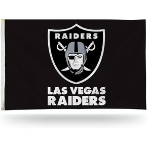 Rico Industries NFL Las Vegas Raiders 3-Foot by 5-Foot Single Sided Banner Flag with Grommets