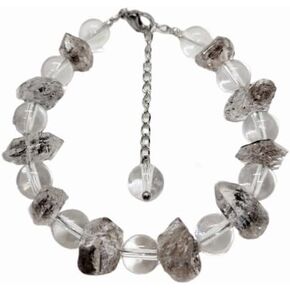 سوار هيركيمر من الألماس الطبيعي وخرز كريستالي شفاف، سوار Lucky Energy قابل للتعديل، 21 in Kuwait