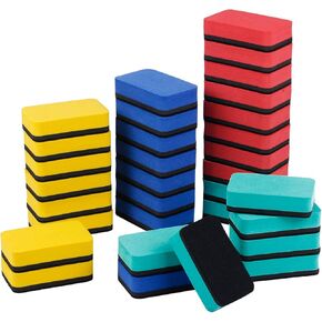 Dry Erase Erasers Bulk Magnetic Whiteboard Chalkboard Cleansers Wiper for Classroom Office Home(3 Colors, 1.97 x 1.97 Inch),30 Pack