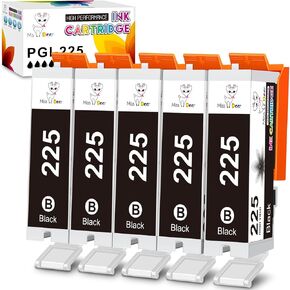 Miss Deer Compatible 225 PGBK Black Ink Cartridges Replacement for Canon PGI225 PGI-225PGBK Work with PIXMA MG6220 MG5220 MG8220 MG5320 MX882 MG6120 MG8120 iP4820 iP4920 iX6520 Printer (5 Large Black)