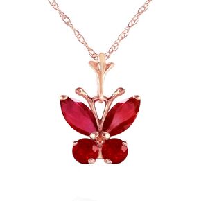 Galaxy Gold GG 14k Solid Rose Gold Necklace Bar 0.35 ct Ruby