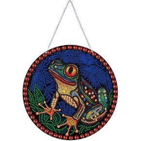 LYENYI DIY 5D الضفدع الماس مجموعات الطلاء شنقا علامة جدار الفن علامة الضفدع الماس الفن Suncatcher نافذة معلقة زخرفة نافذة المعلقات للبالغين المنزل حديقة جدار الباب 7.4 * 7.4in in Kuwait