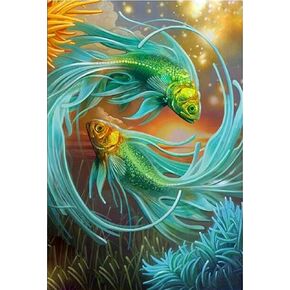 MMAHD 5D DIY Diamond Art Painting Kits for Adults Full,Fish Full Drill Embroidery Paintings Rhinestone Pasted DIY Painting Cross Stitch Arts Crafts for Home Wall Decor 15.8×19.8Inches.