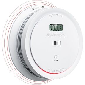 Interlinked Smoke Detector Carbon Monoxide Detector Combo, Wireless Interconnected Smoke and Carbon Monoxide Detector with LCD Display & Test/Silence Button,Replaceable Battery (1pack)