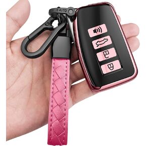 Sindeda for Lexus Key Fob Cover with Keychain Soft Full Protection Key Shell Key Case Compatible with Lexus RX IS ES GS LS NX RS GX LX RC LC (Blue)
