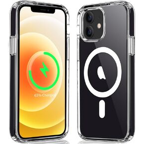 Magnetic Case Compatible with iPhone 12/12 Pro Case, Compatible with MagSafe Wireless Charging, Transparent Anti-Scratch Back Shockproof Protective Slim Thin Phone Case Cover, Clear
