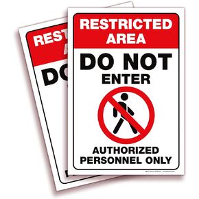 iSYFIX Restricted Area, Do Not Enter, Authorized Personnel Only Signs Stickers - 2 Pack 7x10 Inch - Premium Self-Adhesive Vinyl, Laminated for UV, Weather, Scratch & Fade Resistance, Indoor & Outdoor