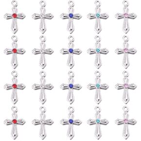 100pcs Mini Christian Jesus Cross Religious Charm Alloy Crucifix Pendant for DIY Key Chain Necklace Bracelet Jewelry Making Accessaries