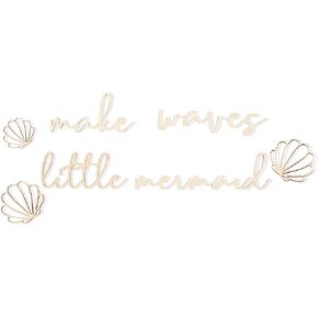 Lettering Wood Make Waves Little Mermaid - Plywood Words Sign for Wall Art, Photo Prop Make Waves Little Mermaid, Nursery Wall Art, Wooden Word Text Art (Make Waves Little Mermaid)