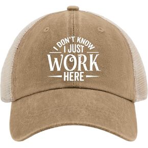 I Don't Know I Just Work Here Trucker Hat Cute Hat AllBlack Black Bucket Hat Gifts for Him Outdoor Cap
