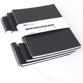 Unruled Notebook, Unlined Blank Paper, 8.5 x 11 Inches, 80 Sheets, Black Softcover (Pack of 3)