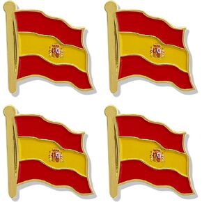 4 Pack Spain Flag Lapel Pin - Spanish Flags Pins Lapel Hat Backpacks Suit Decoration & Men Women Waving Patriotic Enamel Metal Badge Souvenir