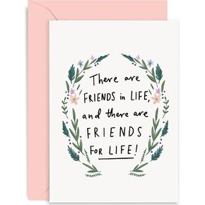 Old English Co. Friendship Card for Her - 'Friends for Life' Thank You Greeting Card for Women - Thinking of You Card for Bff, Best Friend, Sister | Blank Inside with Envelope