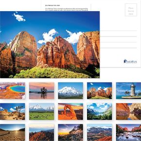 Stunning 4x6in American National Parks Postcards 15pk. Premium Set of 15 Post Cards of Beautiful Scenic Images for Friends and Family Who Love Hiking Nature and Outdoors or Frame Them as Wall Art!