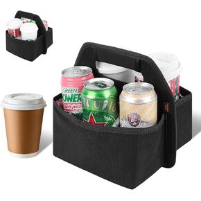 Desing Wish Portable Drink Carrier Tote Bag with Handle Reusable Insulated Coffee Cup Holder Carrier with Detachable Insulation Plates Customized Compartment Size for Coffee Cups & Soda Cans