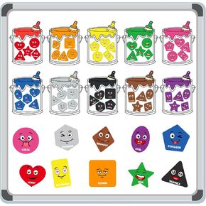 Magnetic Color Sorting Set, Magnetic Shapes & Colors Sorting Toys for Toddlers, Shape Color Sorting Magnets for Fridge, Shape Matching Games Kids, Color Recognition Magnetic Sorting Set