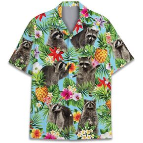 Tropical Bigfoot Hawaiian Shirts for Men Women, Bigfoot Sasquatch Summer Beach Aloha Button Down Short Sleeve